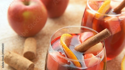 Spanish sangria with red wine a fruits