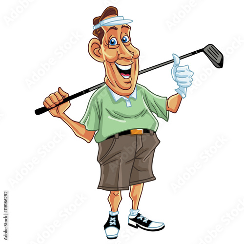 Golfer Man Cartoon Vector Illustration