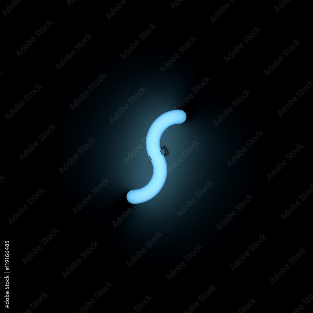 Naklejka premium Letter s lower case blue neon alphabet collection