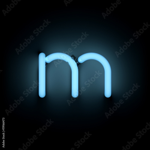 Letter m lower case blue neon alphabet collection