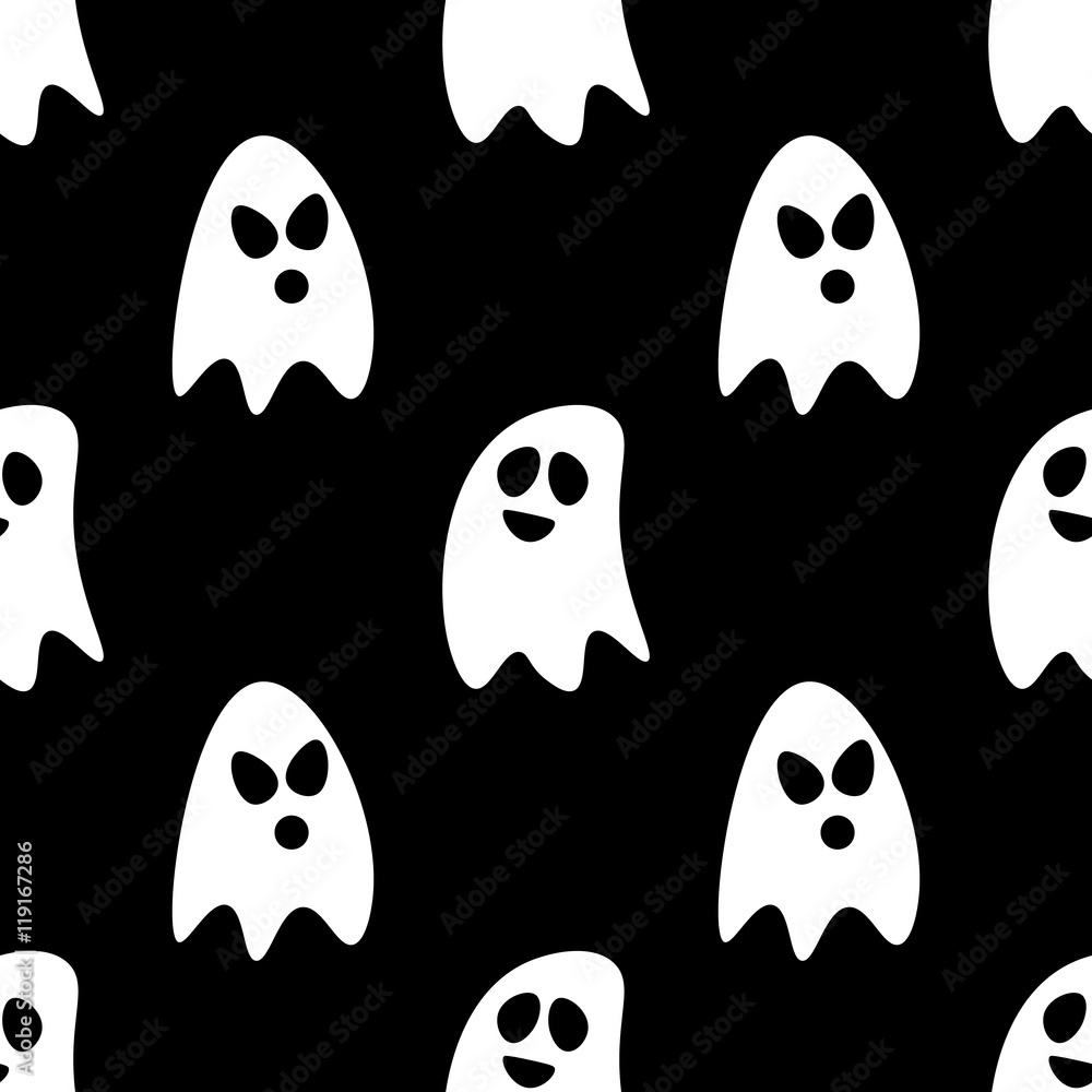 Flat design cartoon halloween ghosts seamless pattern background. Flat design cartoon halloween ghosts seamless pattern background.
