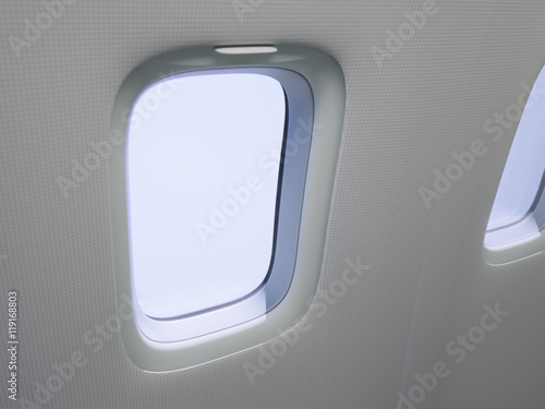 Airplane window close-up