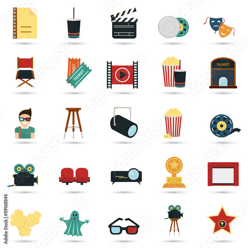 Set of twenty five color flat icons