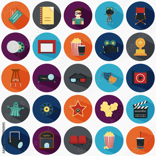Set of twenty five color flat icons