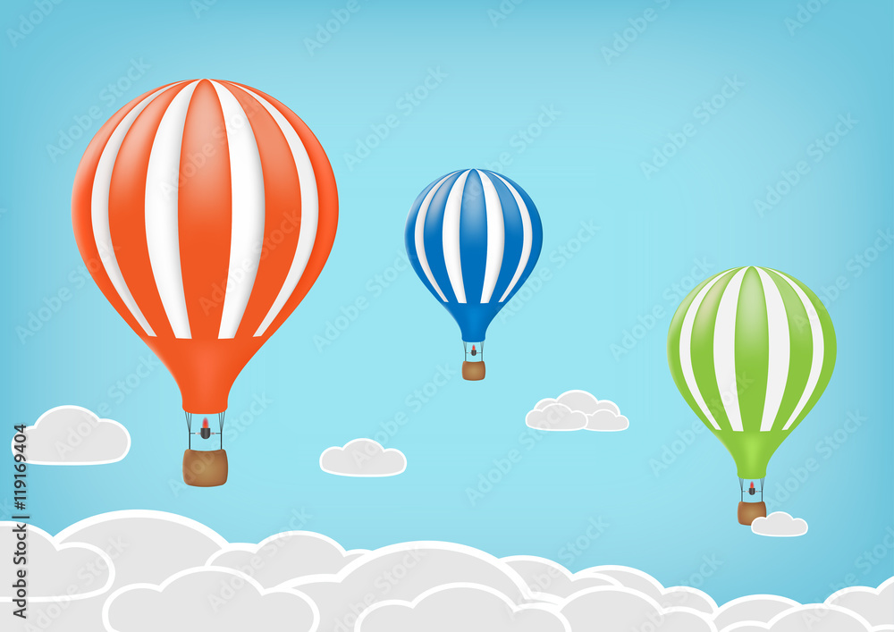 Naklejka premium hot air balloon in the sky. vector illustration