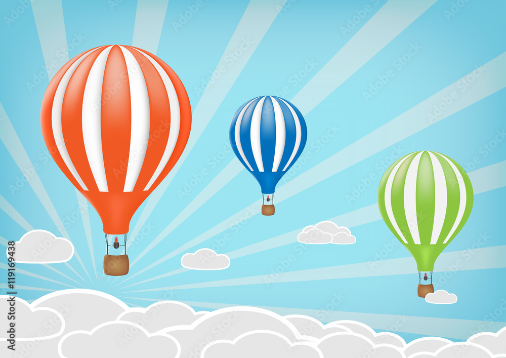 Obraz premium hot air balloon in the sky. vector illustration