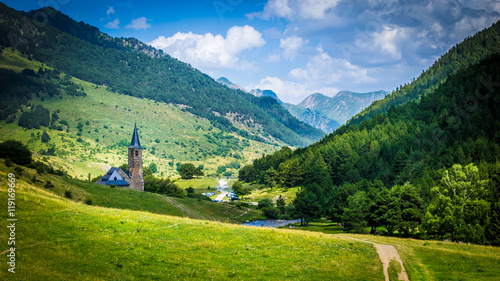 Church among the mountains at Aran´s Valley