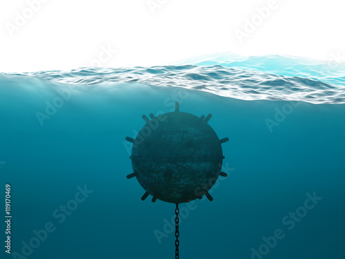 Cuadro en lienzo Old anchor contact mine concept