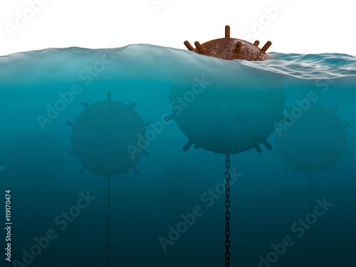 Fotografi Underwater minefield concept