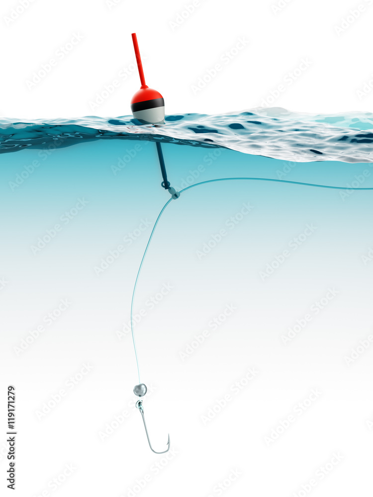 Bobber with fishing line and hook under water Stock-Illustration