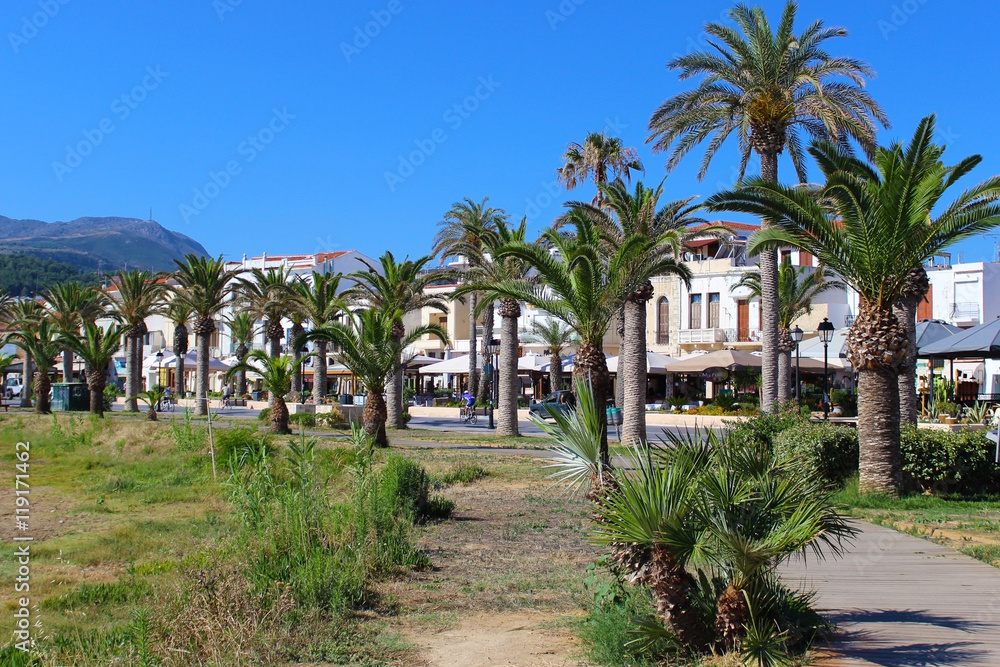 Naklejka Street with palm trees