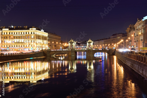 Lomonosov bridge across the Fontanka river © herculerus