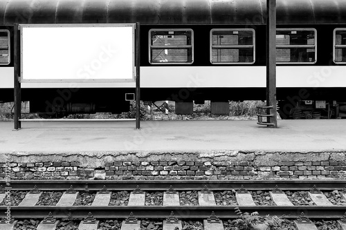 Fotografie Empty railway station with track and place for promotion