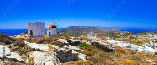 Traditional islands of Greece - old windmills in Amorgos, Cyclades