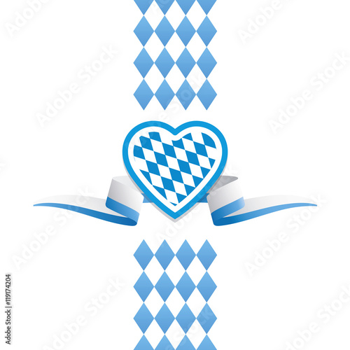 Oktoberfest heart Bavaria flag ribbon background