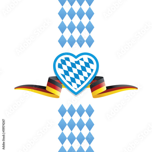 Oktoberfest heart Bavaria Germany flag ribbon background