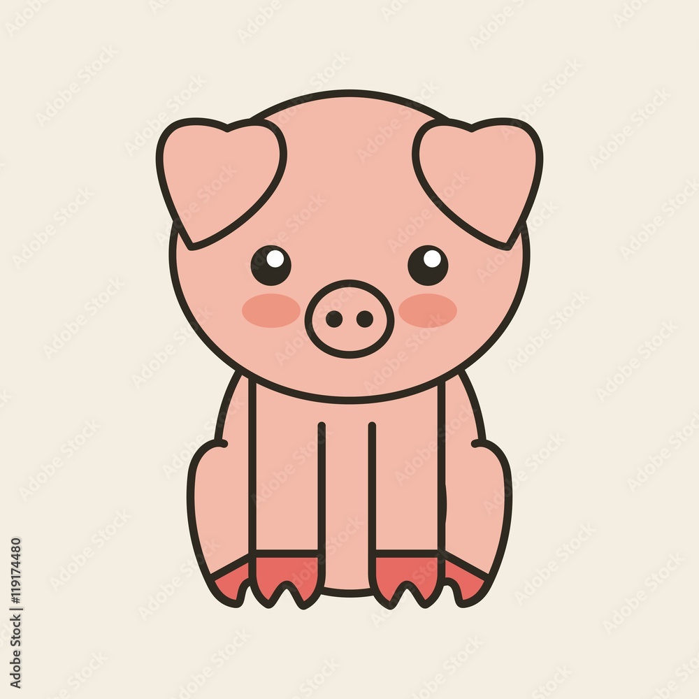 cute pig tender isolated icon