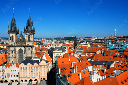 Aerial view of Prague from center of city. Prague, Czech Republi