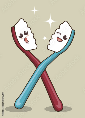 toothbrush funny character icon vector illustration graphic