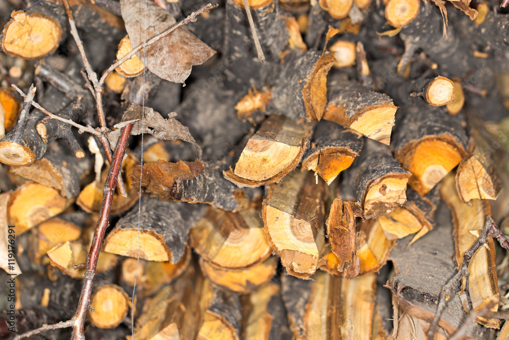 Fototapeta premium Firewood texture, after the sawing wood