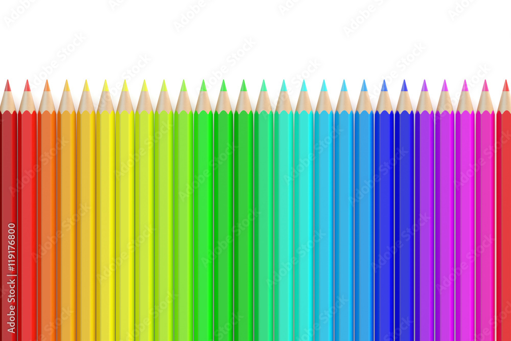 set of colored pencils, 3D rendering set of colored pencils, 3D rendering