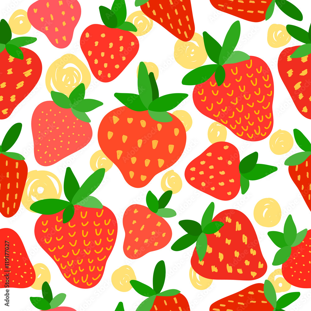 Bright red strawberry seamless pattern background. Summer time theme Bright red strawberry seamless pattern background. Summer time theme