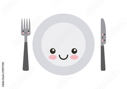 dish kawaii character isolated icon