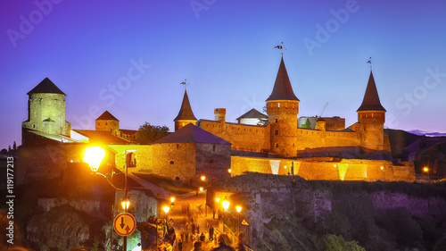 Castle at a moonlight night. Kamenets-podolsky