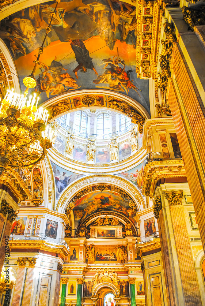 magnificent interior of St. Isaac's Cathedral in St. Petersburg