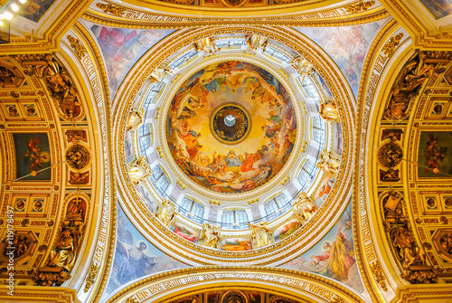 magnificent interior of St. Isaac's Cathedral in St. Petersburg