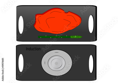 Plancha de inducción para asar alimentos.
