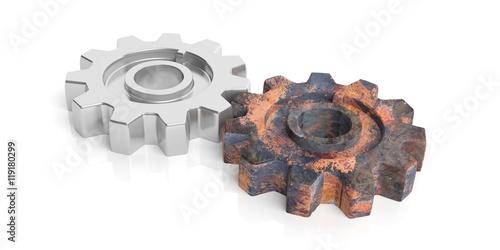 Gears on white background. 3d illustration photo