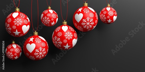 Christmas balls on black background. 3d illustration 