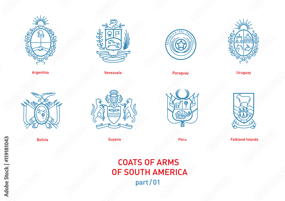 linear images of coats arms South America linear images of coats arms South America