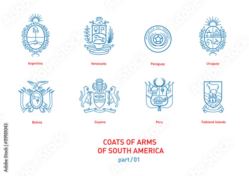 linear images of coats  arms  South America