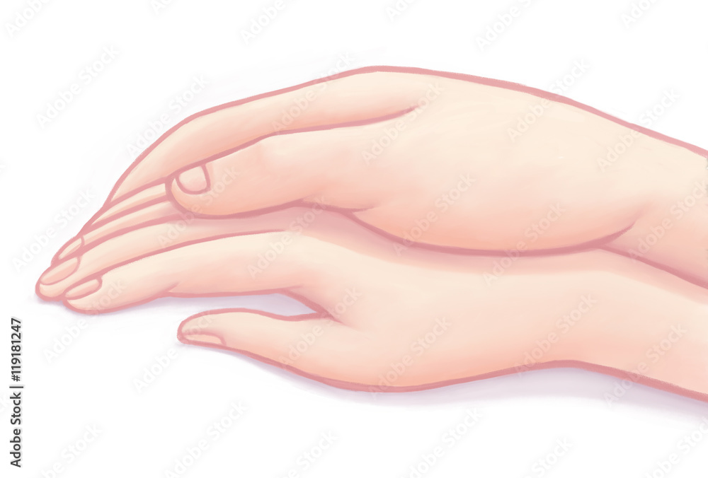 The illustration of a male and a female holding hands The illustration of a male and a female holding hands