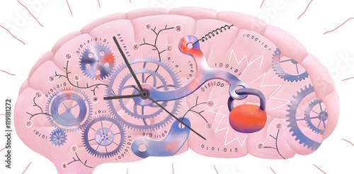 The illustration of a brain representing metaphor of delayed information