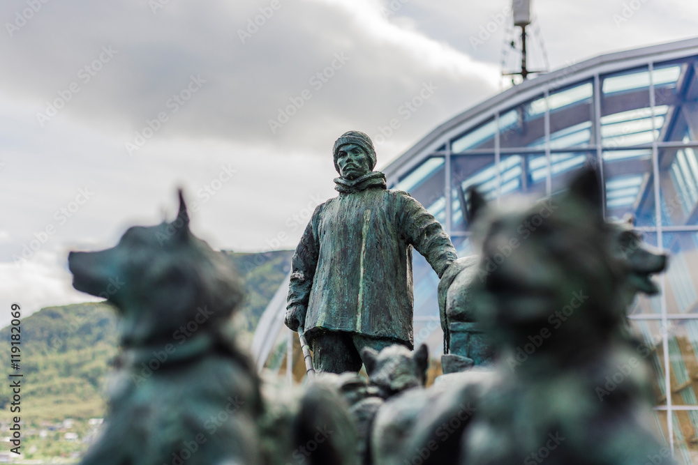 Fototapeta premium Helmer Hanssen monument in Tromso, Norway