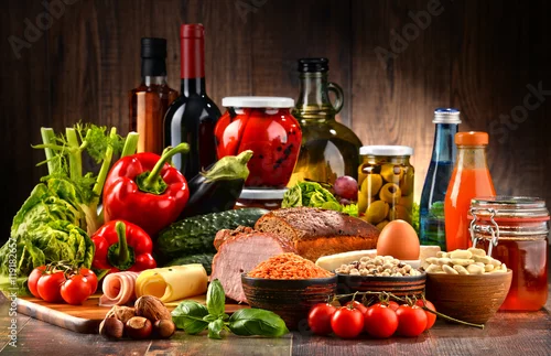 Fototapeta Composition with variety of organic food products