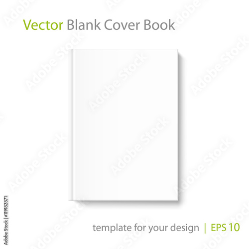 Blank book cover template on white background
