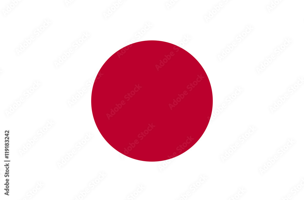 Vector flat style State of Japan state flag. Official design of Japan national flag. Symbol with red circle isolated on white background. Independence day, holiday, web button, illustration clip art Vector flat style State of Japan state flag. Official design of Japan national flag. Symbol with red circle isolated on white background. Independence day, holiday, web button, illustration clip art