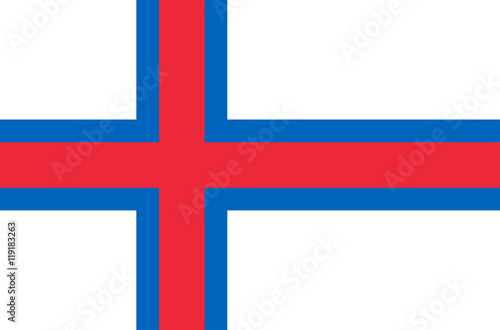 Vector flat style Faroe Islands state flag. Official design of Faroese national flag. Symbol with crossed stripes emblem. Independence day, holiday, web button, template background illustration