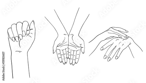 Hand collection on white background