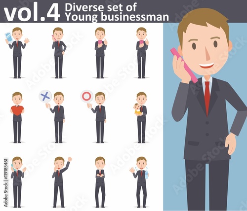 Diverse set of young businessman on white background , EPS10 vector format vol.4