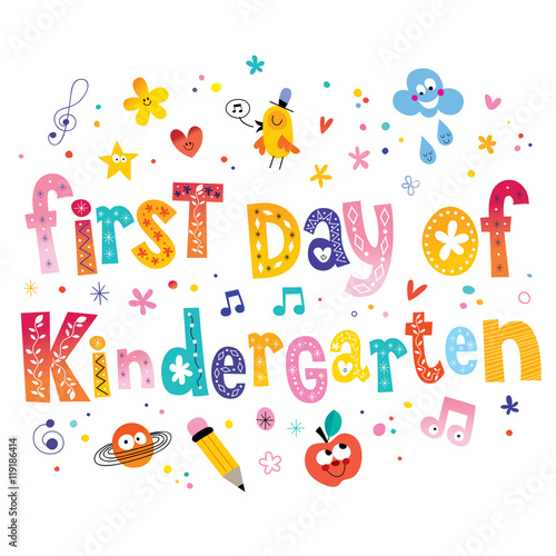 first day of kindergarten unique lettering kids design