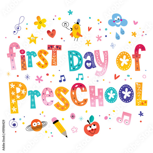 first day of preschool unique lettering kids design