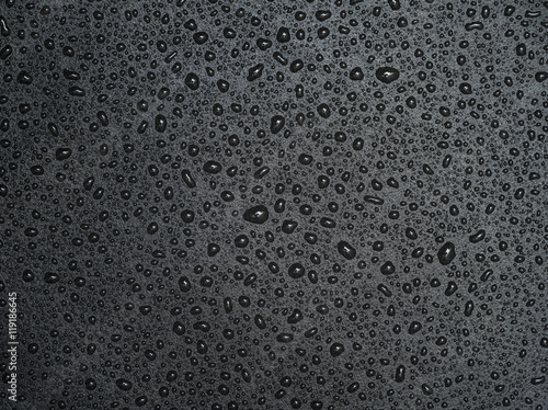 Abstract drops of water on black leather texture