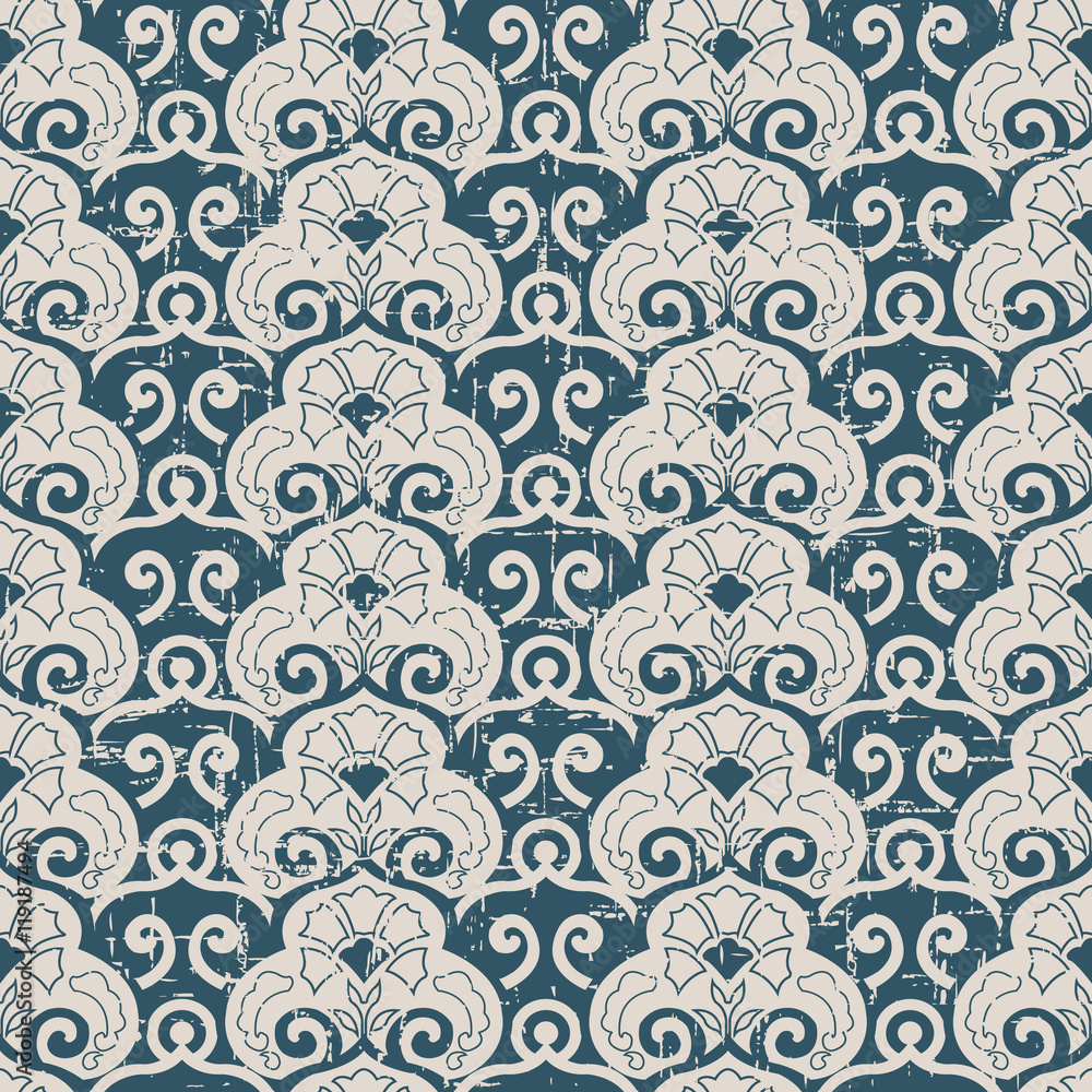 Worn out seamless background 463 oriental Chinese spiral curve flower leaf

