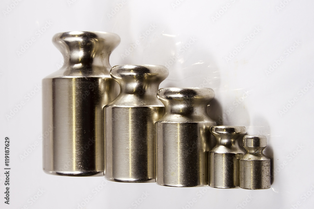 Set of precision weights for a balance scale Set of precision weights for a balance scale