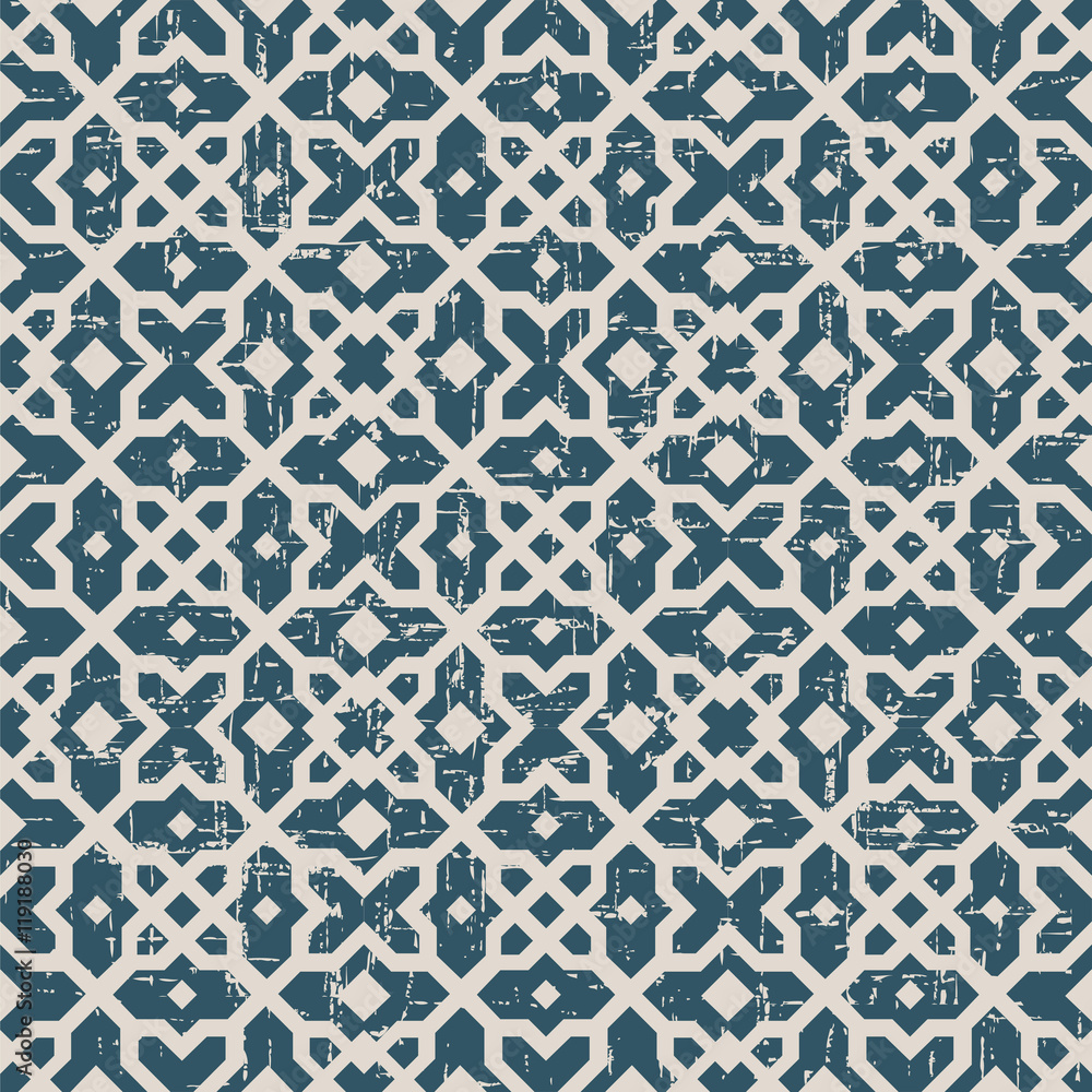 Fototapeta premium Worn out seamless background 500 square star cross geometry kaleidoscope 